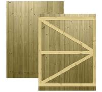 Flat Top Wooden Garden Gate 6x4.5ft - Tongue & Groove Fully Framed Treated Timber Door, H:6ft x W:4.5ft Ideal for Outdoor Pathway Home Access (High: 180cm x Wide: 135cm)