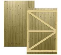 Flat Top Wooden Garden Gate 6x4ft - Tongue & Groove Fully Framed Treated Timber Door, H:6ft x W:4ft Ideal for Outdoor Pathway Home Access (High: 180cm x Wide: 120cm)