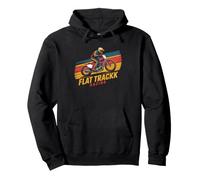 Flat Track Motorcycle American Flag Retro Vintage Graphic Pullover Hoodie