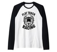 Flat Track Motorcycle Racing American Flag Speedway Dirt Raglan Baseball Tee