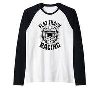 Flat Track Motorcycle Racing American Flag Speedway Dirt Raglan Baseball Tee