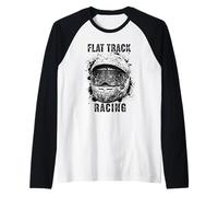 Flat Track Motorcycle Racing American Flag Speedway Dirt Raglan Baseball Tee