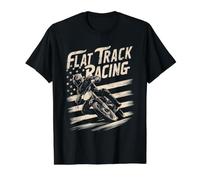 Flat Track Motorcycle Racing American Flag Speedway Dirt Value Graphic T-Shirt, Men, Black, M