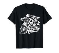 Flat Track Motorcycle Racing American Flag Speedway Dirt Value Graphic T-Shirt, Men, Black, M
