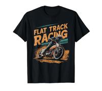 Flat Track Motorcycle Racing American Flag Speedway Dirt Value Graphic T-Shirt, Men, Black, M