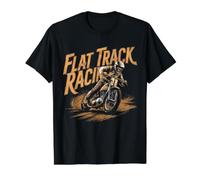 Flat Track Motorcycle Racing American Flag Speedway Dirt Value Graphic T-Shirt, Men, Black, S