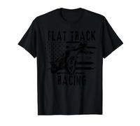 Flat Track Motorcycle Racing American Flag Speedway Dirt Value Graphic T-Shirt, Men, Black, XL