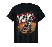 Flat Track Motorcycle Racing American Flag Speedway Dirt Value Graphic T-Shirt, Men, Black, XL