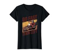 Flat Track Motorcycle Racing American Retro Speedway Dirt Value Graphic T-Shirt, Women, Black, S