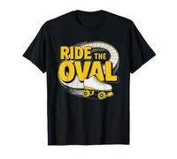 Flat Track Speedway Vintage Motorcycle Sunset Oval Art T-Shirt