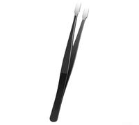 Flat Tweezers Set Stainless Steel 120mm for Handling Wide Tip Stamps Collector Tools Compatible with Delicate Documents and Cards(Black and Silver)