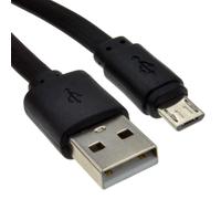 kenable FLAT USB A to MICRO B TYPE 24AWG FAST CHARGE Cable 1.8m Lead Black