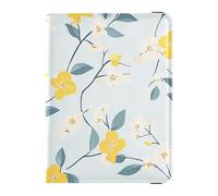 Flat Vector Design Flower Yellow White Leather Passport Holder Cover Wallet Wallet Passport Holder Waterproof