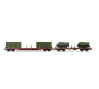Flat Wagon Rolling Stock 4-Axle Freight Train Model Military FS 1:87 Scale 2pcs