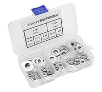 Flat Washer, 110pcs Imperial Standard Stainless Steel Flat Washer Plain Washers Assortment Kit with Storage Box Stainless Steel Inch Gasket