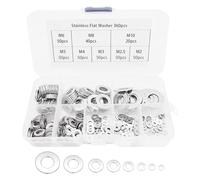 Flat Washers, 360PCS Flat Fender Washers Assortment Set, Stainless Steel Silver Metal Washer for Screws & Bolts with 8 Sizes M2 M2.5 M3 M4 M5 M6 M8 M10, Flat Metal Washer Assorted
