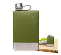 Flat Water Bottles for Travel, Leakproof Compact Water Bottle Stainless Steel, Square Sport Waters Bottle, Portable Travel Canteen for Beer Drinks Spirits Soda Camping Beverage Hiking Outdoor