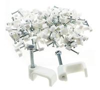 FLAT White 10mm Cable Clips for 2.5mm2 Twin & Earth Cables [100 Pack] [10mm (2.5mm2 T&E)]