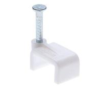 Flat White Cable Nail Clips 10mm Plastic Electrical Wire for Cat 5 5e / 6 6a / 7 | Cat.5 Cat.5e / Cat.6 Cat.6a / Cat.7 | 6P4C 8P8C | RJ11 RJ45 Flat Patch Network Ethernet Internet Leads (Pack of 100)