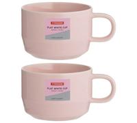 Flat White Cup 300Ml Pink Stoneware Hot Coffee Latte Espresso Drinking Cup 2Pcs