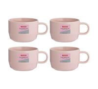 Flat White Cup 300Ml Pink Stoneware Hot Coffee Latte Espresso Drinking Cup 4Pcs
