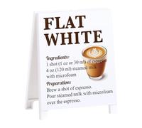 Flat White Recipe Coffee Sign Rustic Coffee Decor for Home Cafe Bar Coffees Lover Sign for Kitchen Coffees Cart Accessories Christmas Gifts for Barista Men Women - 5.59 x 4.33 inch Acrylic Sign
