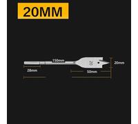 Flat Wood Drill Bit 20-38mm HCS High Carbon Steel Spade Bits for Woodworking Timber Drilling 150mm Hex Shank(20mm)
