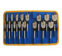 Flat Wood Drill Bit Set 16pc Machine Spade Drills in Wallet 6mm to 38mm