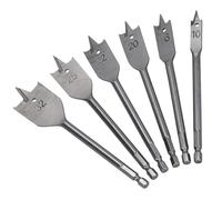 Flat Wood Spade Drill Hex Shank 6pc Set SIL76