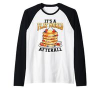 Flat World Pancakes Funny Breakfast Raglan Baseball Tee