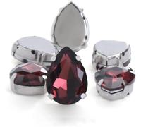 Flatback claw setting rhinestones, 30pcs Glitter Drop Crystal Rhinestone Hand Sew On Glass Stones Ornament Diamond Beads for Dress(Wine Red,20x30mm30pcs)