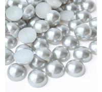 Flatback Half Round Pearls - ABS Craft Pearls for Nail Art & DIY Decorations - 2mm 1000pcs - Silver Grey