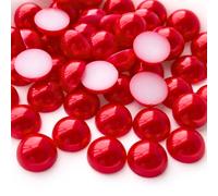 Flatback Half Round Pearls - ABS Craft Pearls for Nail Art & DIY Decorations - 6mm 250pcs - Red
