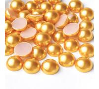 Flatback Half Round Pearls - ABS Craft Pearls for Nail Art & DIY Decorations - 8mm 100pcs - Yellow Gold