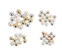 Flatback Pearls for Crafting, 55Pcs Half Round Imitation Pearls Bulk, White - Smooth ABS Plastic, Easy to Stick, Ideal for Wedding Decorations and DIY Projects