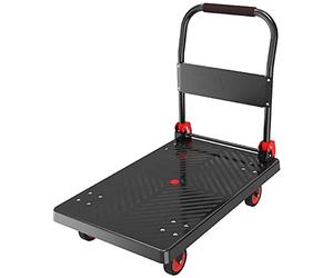 Flatbed Cart with 4 Wheels & Metal Handle for Easy La Transport, Quiet Household Trolley, Platform n (Size: 7)