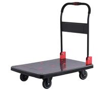Flatbed Trolley, with Brake Function, No Crossbar Design, Save Space, for Moving(Black,Medium)