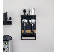 FLATE® Barista Rack Mini: Compact Wall Shelf for Barista Accessories with Portafilter Holder (Black)