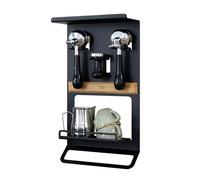 FLATE Barista Shelf for Portafilters, Tamper, and Barista Accessories in Black (Wall Mount for Coffee Equipment)
