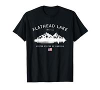 Flathead Lake Montana USA American Flag Mountains T-Shirt