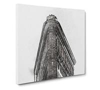 Flatiron Building in New York City Canvas Print | Gallery Wrapped 30mm Frame Wall Art | 20x20 inches | Ready to Hang | Abstract Cityscape Picture | Living Room Bedroom Lounge Office