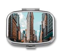 Flatiron Building in New York Cute Travel Pill Organizer Portable Small Square Medicine Case Box for Pocket Purse