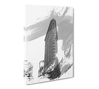 Flatiron Building New York City Vol.1 V1 Modern Canvas Wall Art Print Ready to Hang, Framed Picture for Living Room Bedroom Home Office Décor, 24x16 Inch (60x40 cm)