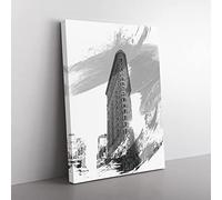 Flatiron Building New York City Vol.1 V1 Modern Canvas Wall Art Print Ready to Hang, Framed Picture for Living Room Bedroom Home Office Décor, 50x35 cm (20x14 Inch)