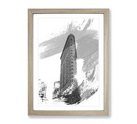 Flatiron Building New York City Vol.1 V1 Modern Framed Wall Art Print, Ready to Hang Picture for Living Room Bedroom Home Office Décor, Oak A3 (34 x 46 cm)