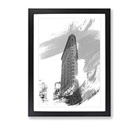 Flatiron Building New York City Vol.1 V1 Modern Framed Wall Art Print, Ready to Hang Picture for Living Room Bedroom Home Office Décor, Black A2 (64 x 46 cm)
