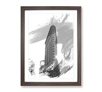 Flatiron Building New York City Vol.1 V1 Modern Framed Wall Art Print, Ready to Hang Picture for Living Room Bedroom Home Office Décor, Walnut A4 (34 x 25 cm)