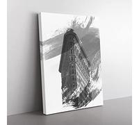 Flatiron Building New York City Vol.5 V1 Modern Canvas Wall Art Print Ready to Hang, Framed Picture for Living Room Bedroom Home Office Décor, 76x50 cm (30x20 Inch)