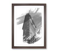 Flatiron Building New York City Vol.5 V1 Modern Framed Wall Art Print, Ready to Hang Picture for Living Room Bedroom Home Office Décor, Walnut A3 (34 x 46 cm)