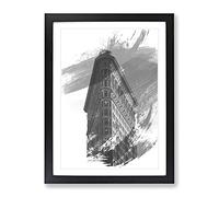 Flatiron Building New York City Vol.5 V1 Modern Framed Wall Art Print, Ready to Hang Picture for Living Room Bedroom Home Office Décor, Black A3 (34 x 46 cm)